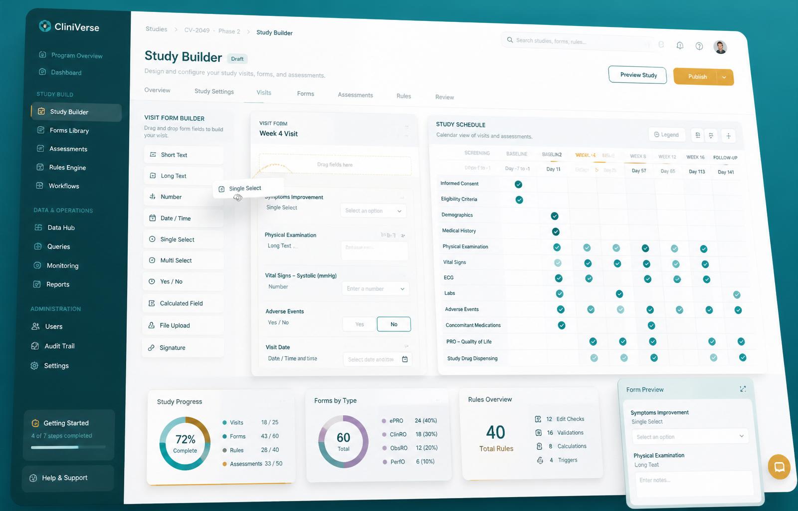 Drag and drop study builder